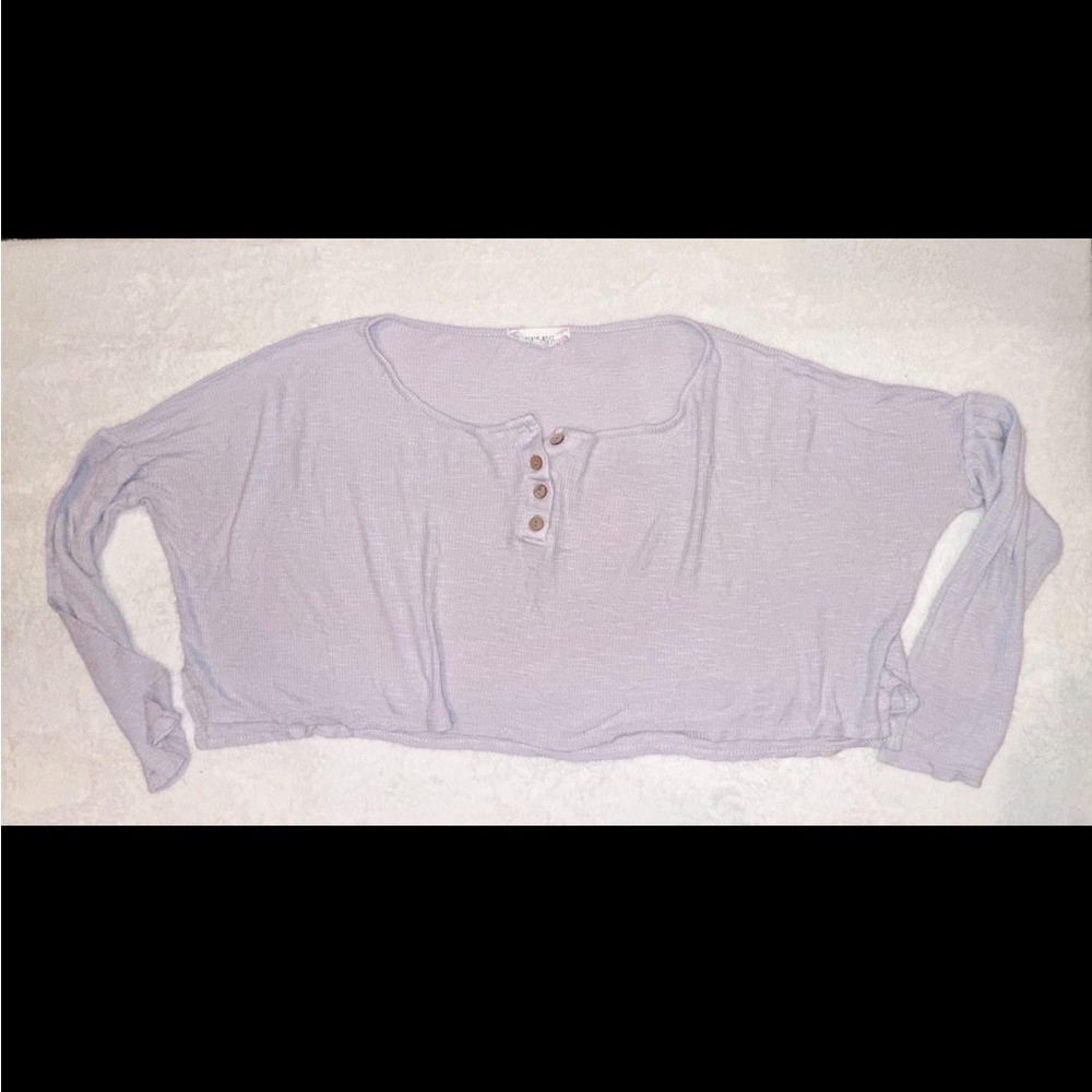 Pink Rose Gray Relaxed Cropped Polo Top